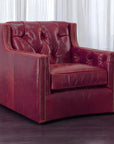 Henry Grain Red Leather Large Swivel Chair - LOOMLAN - Uptown Sebastian - Club Chairs