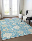 LOOMLAN Rugs Ilyara Teal Washable Indoor-Outdoor Rug