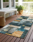 LOOMLAN Rugs Iris Teal Washable Indoor-Outdoor Rug
