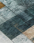 LOOMLAN Rugs Iris Teal Washable Indoor-Outdoor Rug