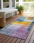 LOOMLAN Rugs Kyra Blue Washable Indoor-Outdoor Rug