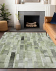 LOOMLAN Rugs Laventhia Green Washable Indoor-Outdoor Rug