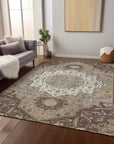LOOMLAN Rugs Lidia Chocolate Washable Indoor-Outdoor Rug