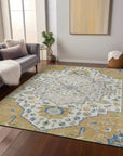 LOOMLAN Rugs Lidia Gold Washable Indoor-Outdoor Rug