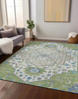 LOOMLAN Rugs Lidia Green Washable Indoor-Outdoor Rug