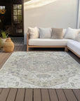 LOOMLAN Rugs Lidia Ivory Washable Indoor-Outdoor Rug
