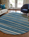 LOOMLAN Rugs Liora Blue Washable Indoor-Outdoor Rug