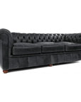 108" Vintage Black Chesterfield Leather Sofa Made to Order Sofas & Loveseats LOOMLAN By Uptown Sebastian