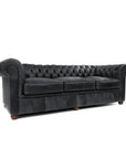 Uptown Sebastian Roxy Black Chesterfield Leather Sofa Made to Order