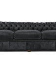 108" Vintage Black Chesterfield Leather Sofa Made to Order Sofas & Loveseats LOOMLAN By Uptown Sebastian