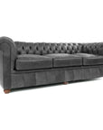 108" Wide Vintage Gray Chesterfield Leather Sofa Custom Made Sofas & Loveseats LOOMLAN By Uptown Sebastian