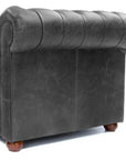 108" Wide Vintage Gray Chesterfield Leather Sofa Custom Made Sofas & Loveseats LOOMLAN By Uptown Sebastian