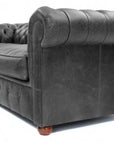 108" Wide Vintage Gray Chesterfield Leather Sofa Custom Made Sofas & Loveseats LOOMLAN By Uptown Sebastian