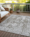 LOOMLAN Rugs Lurea Brown Washable Indoor-Outdoor Rug