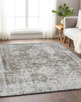 LOOMLAN Rugs Lurea Brown Washable Indoor-Outdoor Rug