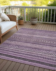 LOOMLAN Rugs Luthyra Purple Washable Indoor-Outdoor Rug