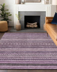 LOOMLAN Rugs Luthyra Purple Washable Indoor-Outdoor Rug