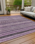 LOOMLAN Rugs Luthyra Purple Washable Indoor-Outdoor Rug
