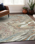 LOOMLAN Rugs Malika Beige Washable Indoor-Outdoor Rug