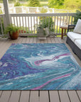 LOOMLAN Rugs Malika Teal Washable Indoor-Outdoor Rug