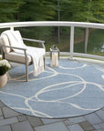 LOOMLAN Rugs Mirelle Blue Washable Indoor-Outdoor Rug