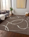 LOOMLAN Rugs Mirelle Brown Washable Indoor-Outdoor Rug