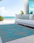 LOOMLAN Rugs Norelia Teal Washable Indoor-Outdoor Rug