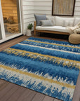 LOOMLAN Rugs Nyelle Navy Washable Indoor-Outdoor Rug