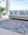 LOOMLAN Rugs Ornella Blue Washable Indoor-Outdoor Rug