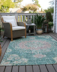 LOOMLAN Rugs Ornella Teal Washable Indoor-Outdoor Rug
