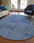 LOOMLAN Rugs Owen Navy Washable Indoor-Outdoor Rug