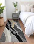 LOOMLAN Rugs Petala Black Washable Indoor-Outdoor Rug