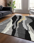 LOOMLAN Rugs Petala Black Washable Indoor-Outdoor Rug