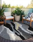 LOOMLAN Rugs Petala Black Washable Indoor-Outdoor Rug