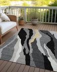 LOOMLAN Rugs Petala Black Washable Indoor-Outdoor Rug