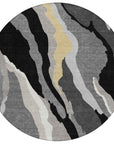 LOOMLAN Rugs Petala Black Washable Indoor-Outdoor Rug