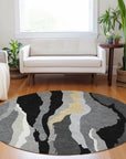 LOOMLAN Rugs Petala Black Washable Indoor-Outdoor Rug