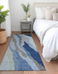LOOMLAN Rugs Petala Blue Washable Indoor-Outdoor Rug