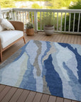 LOOMLAN Rugs Petala Blue Washable Indoor-Outdoor Rug