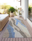 LOOMLAN Rugs Petala Brown Washable Indoor-Outdoor Rug