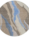 LOOMLAN Rugs Petala Brown Washable Indoor-Outdoor Rug