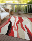 LOOMLAN Rugs Petala Red Washable Indoor-Outdoor Rug
