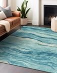 LOOMLAN Rugs Prestina Teal Washable Indoor-Outdoor Rug
