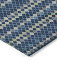LOOMLAN Rugs Prismine Blue Washable Indoor-Outdoor Rug
