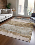 LOOMLAN Rugs Raffinna Brown Washable Indoor-Outdoor Rug