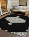 LOOMLAN Rugs Riven Black Washable Indoor-Outdoor Rug