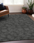 LOOMLAN Rugs Riyala Black Washable Indoor-Outdoor Rug
