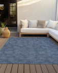 LOOMLAN Rugs Riyala Blue Washable Indoor-Outdoor Rug