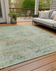 LOOMLAN Rugs Rosantha Green Washable Indoor-Outdoor Rug