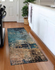 LOOMLAN Rugs Sadeeya Teal Washable Indoor-Outdoor Rug